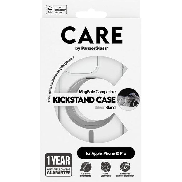 CARE Back Cover Feature Kickstand iPhone 15 Pro Silber