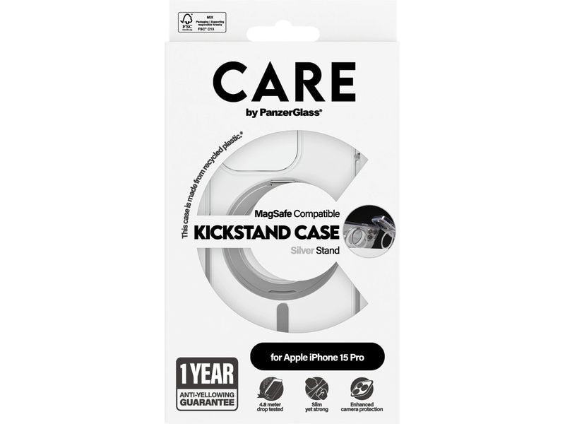 CARE Back Cover Feature Kickstand iPhone 15 Pro Silber