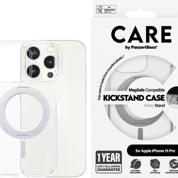 CARE Back Cover Feature Kickstand iPhone 15 Pro Silber