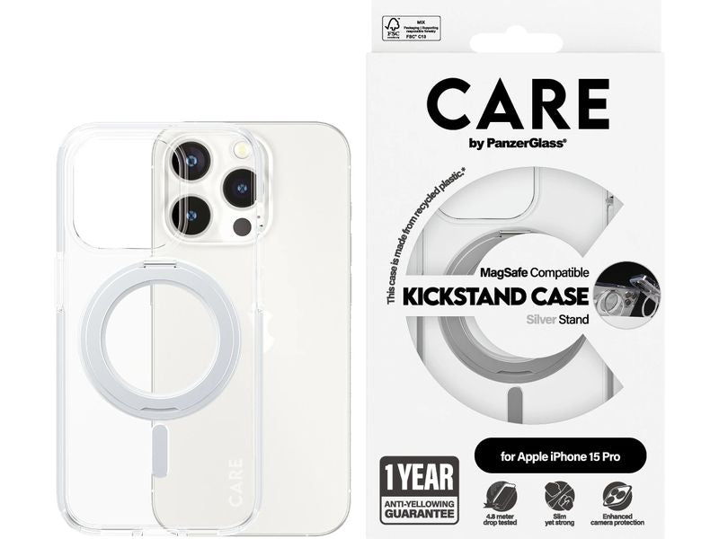 CARE Back Cover Feature Kickstand iPhone 15 Pro Silber