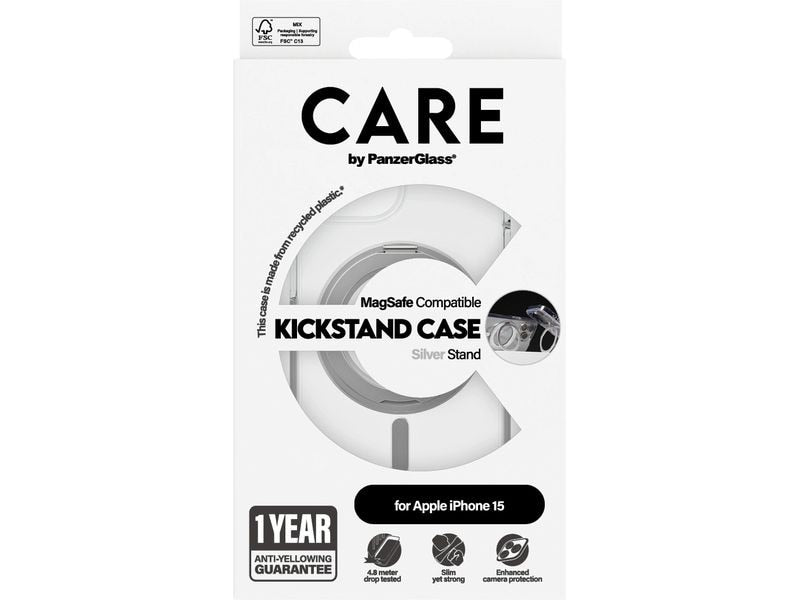 CARE Back Cover Feature Kickstand iPhone 15 Silber