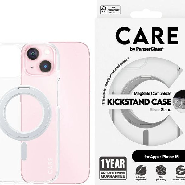 CARE Back Cover Feature Kickstand iPhone 15 Silber