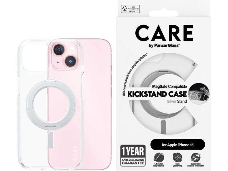 CARE Back Cover Feature Kickstand iPhone 15 Silber