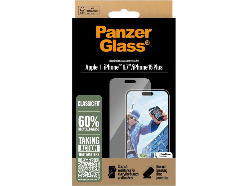 Panzerglass Displayschutz Classic Fit iPhone 15 Plus/16 Plus