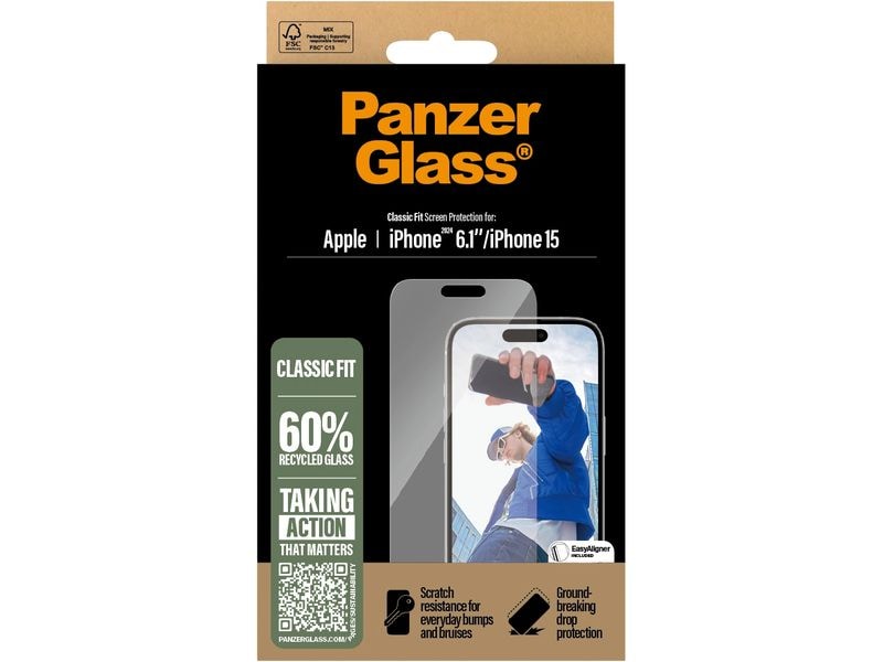 Panzerglass Displayschutz Classic Fit iPhone 15/16