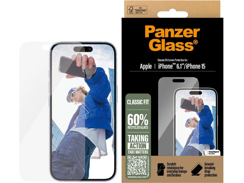 Panzerglass Displayschutz Classic Fit iPhone 15/16