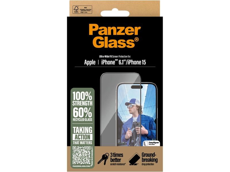 Panzerglass Displayschutz Ultra Wide Fit iPhone 15/16