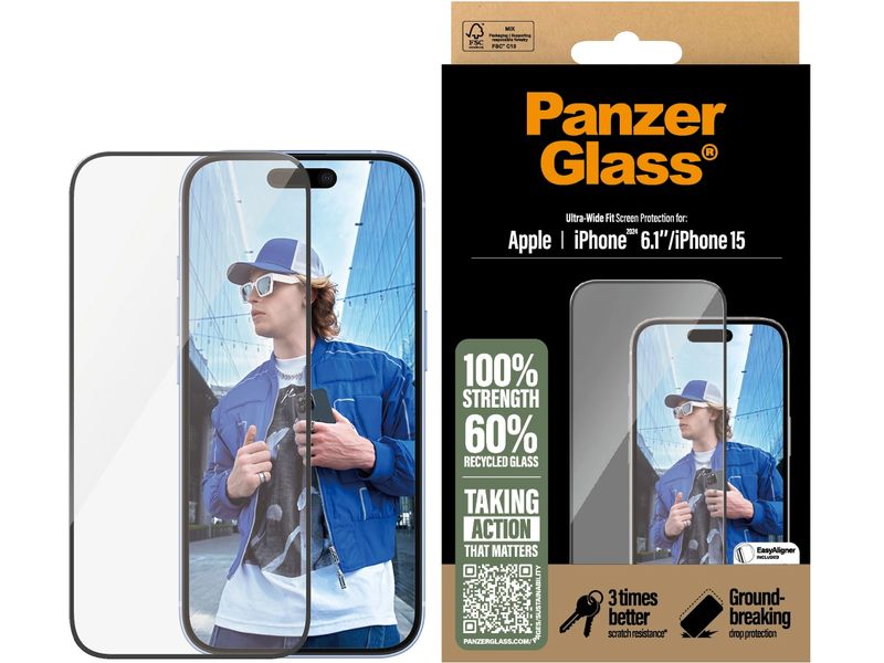 Panzerglass Displayschutz Ultra Wide Fit iPhone 15/16