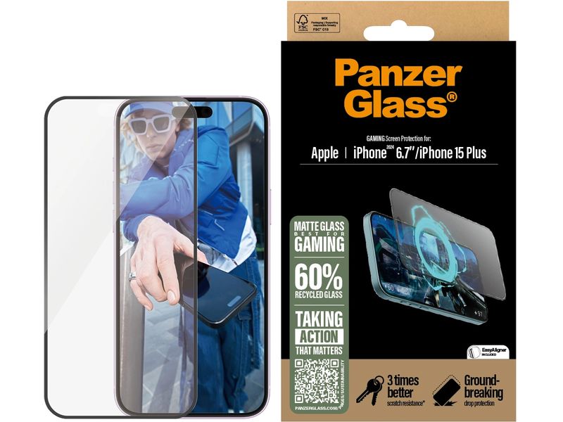 Panzerglass Displayschutz Ultra Wide Fit Gaming iPhone 15 Plus/16 Plus