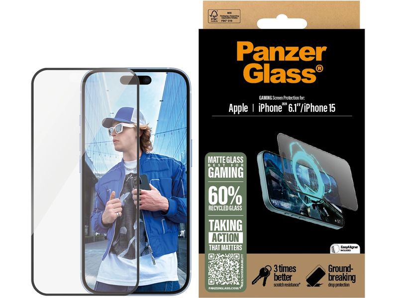 Panzerglass Displayschutz Ultra Wide Fit Gaming iPhone 15/16