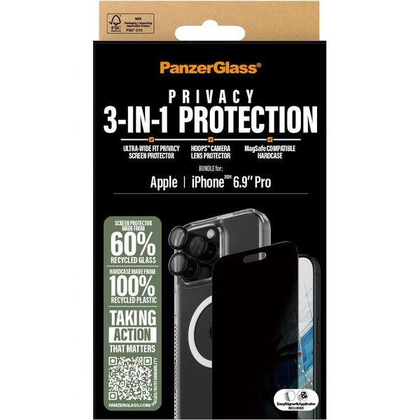 Panzerglass Displayschutz 3-in-1 Privacy iPhone 16 Pro Max