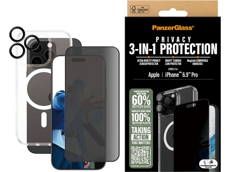 Panzerglass Displayschutz 3-in-1 Privacy iPhone 16 Pro Max