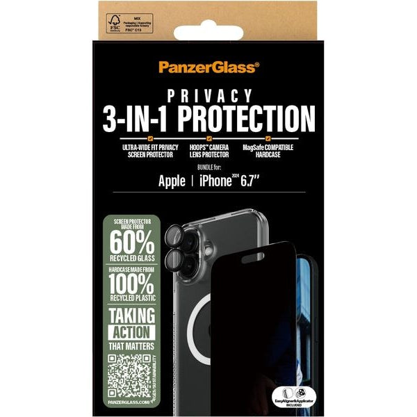 Panzerglass Displayschutz 3-in-1 Privacy iPhone 16 Plus