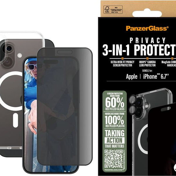 Panzerglass Displayschutz 3-in-1 Privacy iPhone 16 Plus