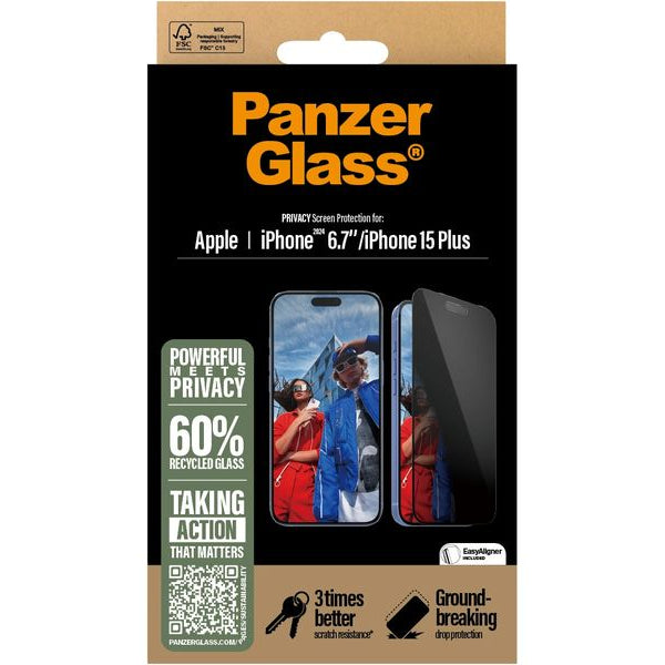 Panzerglass Displayschutz Ultra Wide Fit Privacy iPhone 15/16 Plus
