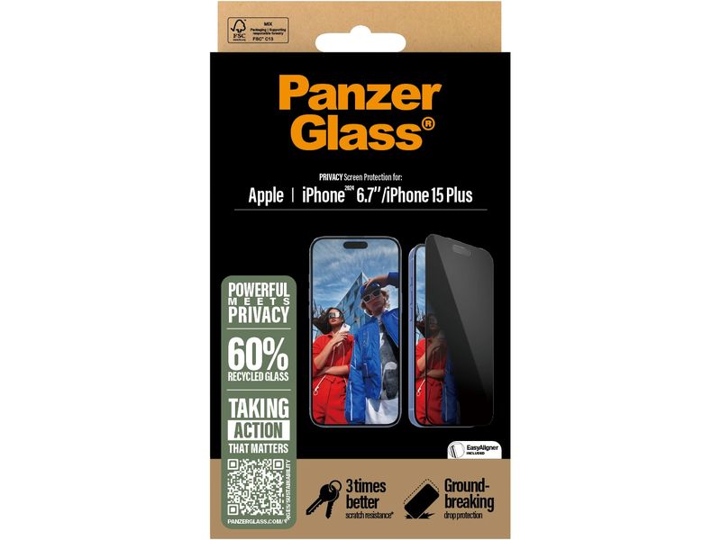 Panzerglass Displayschutz Ultra Wide Fit Privacy iPhone 15/16 Plus