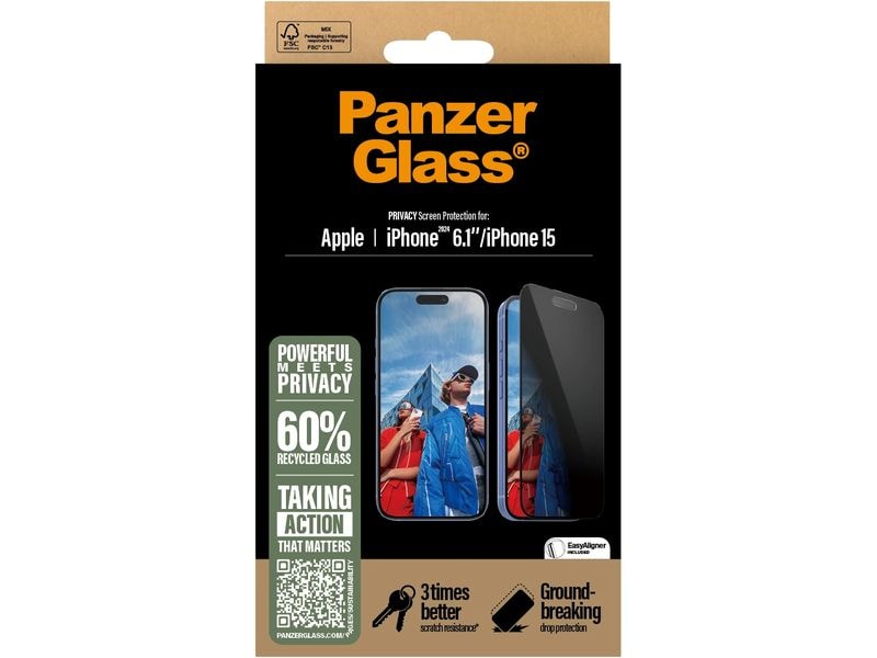 Panzerglass Displayschutz Ultra Wide Fit Privacy iPhone 15/16