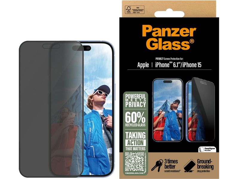 Panzerglass Displayschutz Ultra Wide Fit Privacy iPhone 15/16
