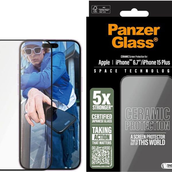 Panzerglass Displayschutz Ultra Wide Fit Ceramic iPhone 15 Plus/16 Plus