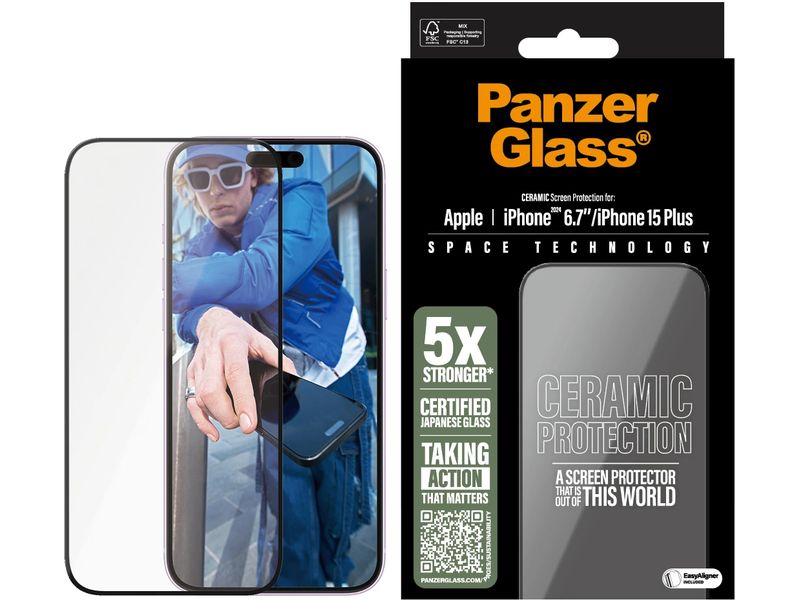 Panzerglass Displayschutz Ultra Wide Fit Ceramic iPhone 15 Plus/16 Plus