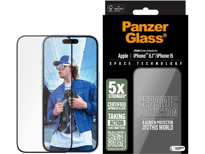 Panzerglass Displayschutz Ultra Wide Fit Ceramic iPhone 15/16