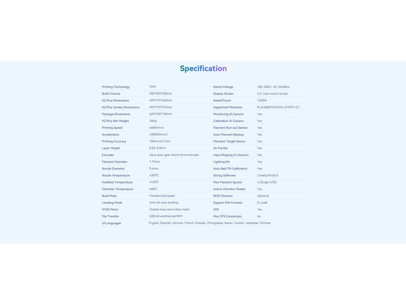 Creality 3D-Drucker K2 Plus inkl. CFS