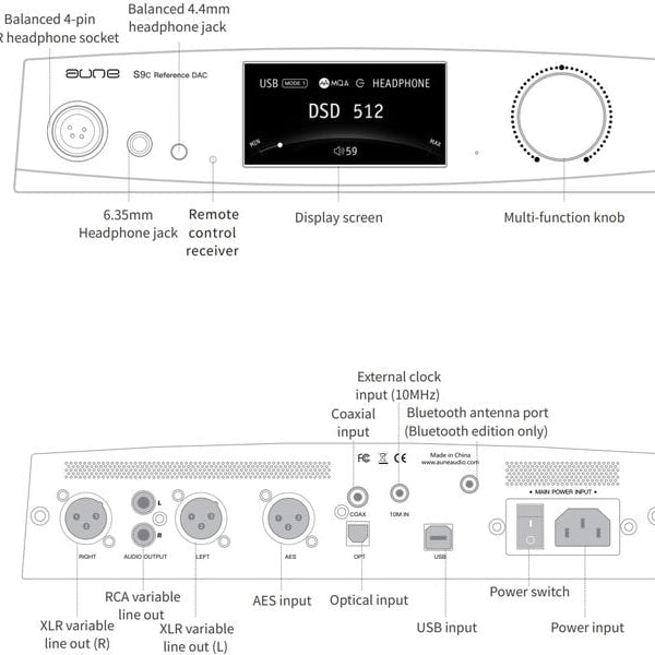 Aune Kopfhörerverstärker & USB-DAC S9C Pro BT Schwarz
