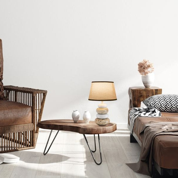 Näve Tischleuchte «Stoney» h: 31 cm Braun