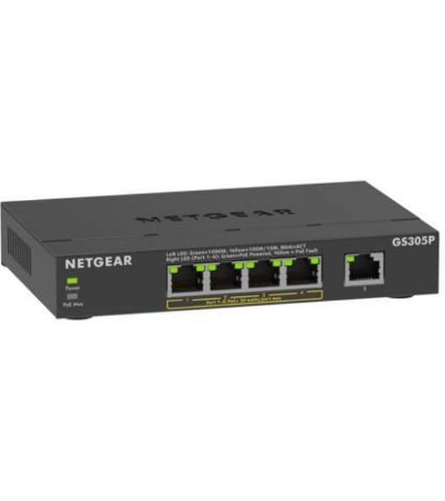 Netgear PoE Switch GS305Pv3 5 Port, PoE Budget: 63 W