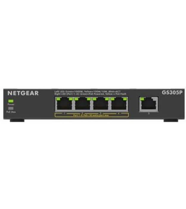 Netgear PoE Switch GS305Pv3 5 Port, PoE Budget: 63 W