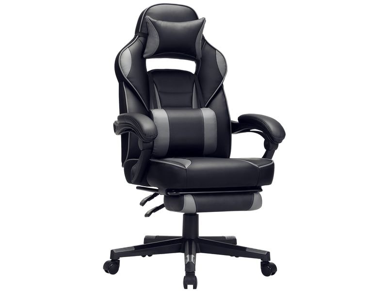 Songmics Bürostuhl mit neigbarer Rückenlehne, Schwarz / Grau