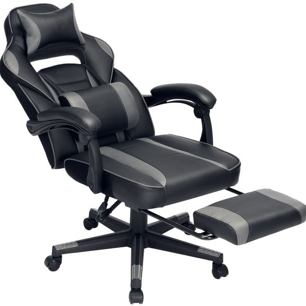 Songmics Bürostuhl mit neigbarer Rückenlehne, Schwarz / Grau