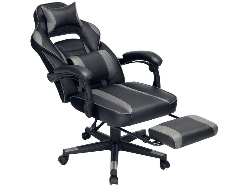 Songmics Bürostuhl mit neigbarer Rückenlehne, Schwarz / Grau