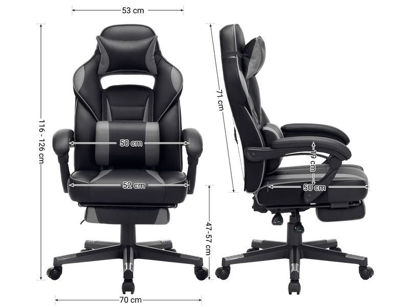 Songmics Bürostuhl mit neigbarer Rückenlehne, Schwarz / Grau