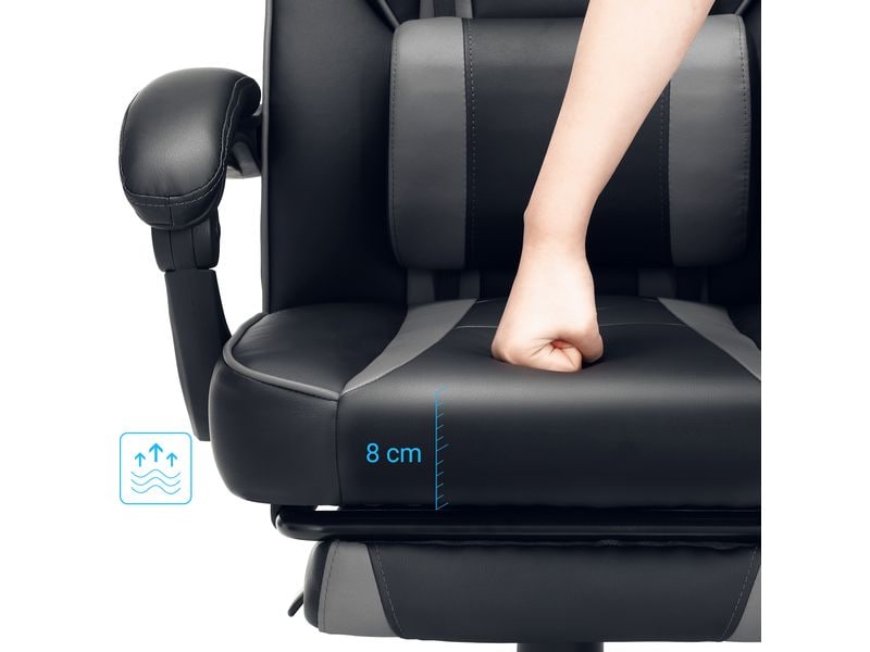 Songmics Bürostuhl mit neigbarer Rückenlehne, Schwarz / Grau