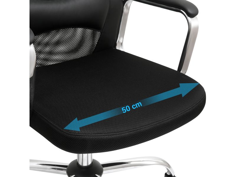 Songmics Bürostuhl mit atmungsaktiver Rückenlehne, Schwarz / Silber