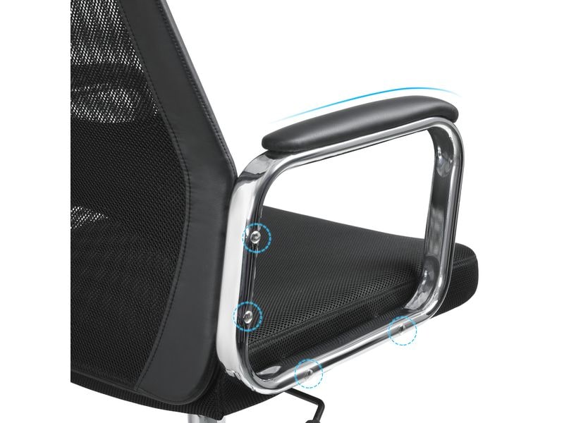 Songmics Bürostuhl mit atmungsaktiver Rückenlehne, Schwarz / Silber