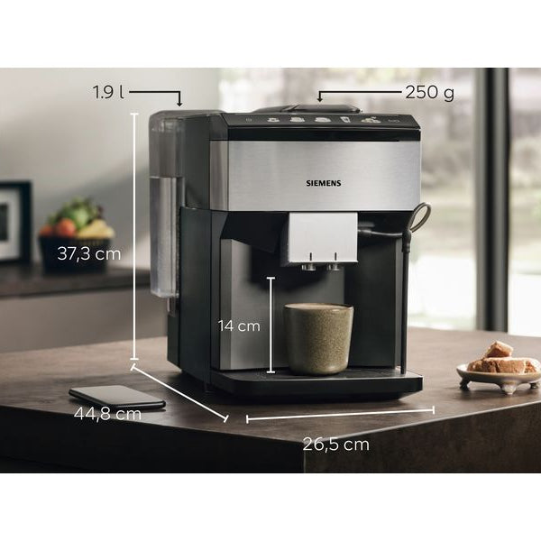 Siemens Kaffeevollautomat EQ500 Classic Connect Edelstahl, Schwarz