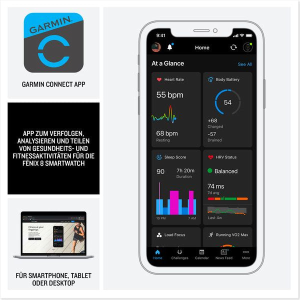 GARMIN Sportuhr Fenix 8 AMOLED, 47 mm Weiss