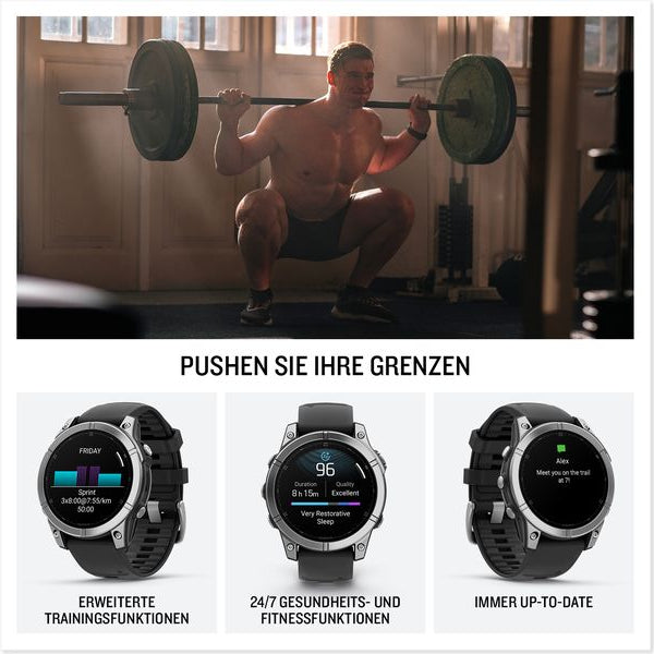 GARMIN Sportuhr Fenix E, 47 mm Silber