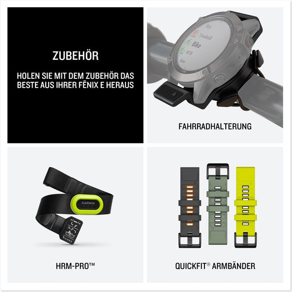 GARMIN Sportuhr Fenix E, 47 mm Silber