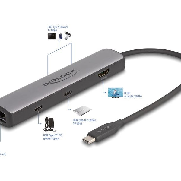 Delock Dockingstation USB-C HDMI/USB 10 Gbps/2.5 Gigabit LAN/PD 3.0