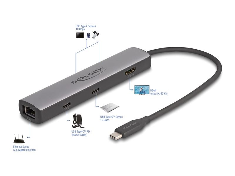 Delock Dockingstation USB-C HDMI/USB 10 Gbps/2.5 Gigabit LAN/PD 3.0