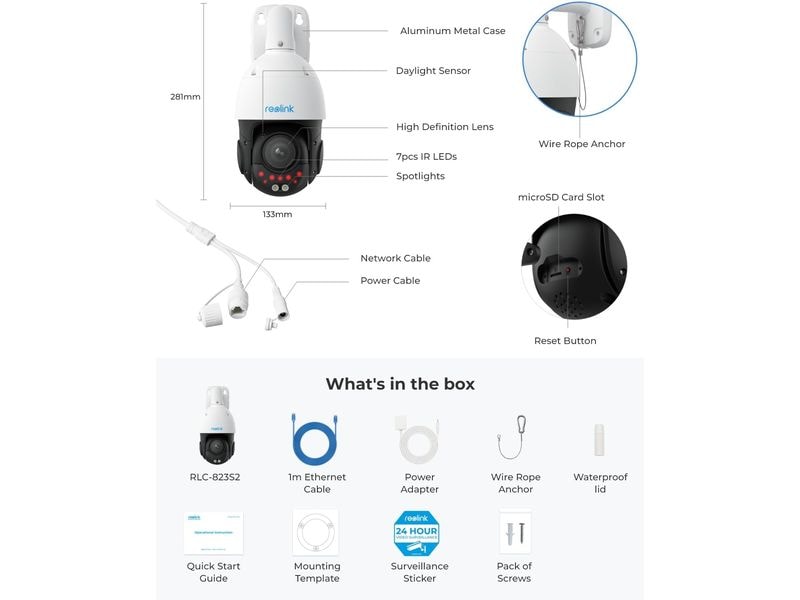 Reolink Netzwerkkamera P850 360° / PoE / 16x Zoom