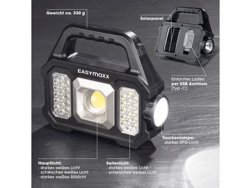 EASYmaxx Arbeitsleuchte Solar-Leuchte 3.7 V