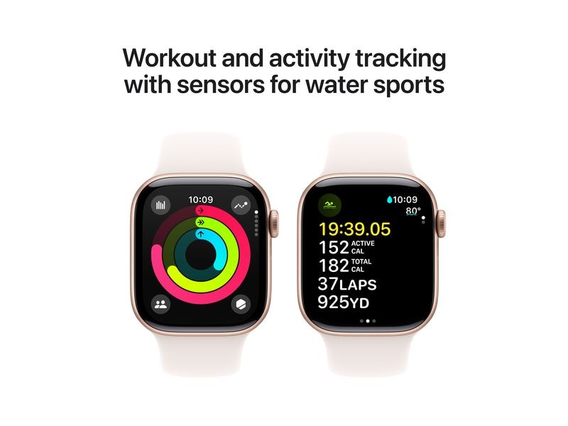 Apple Watch Series 10 42 mm Alu Roségold Sport Weiss M/L