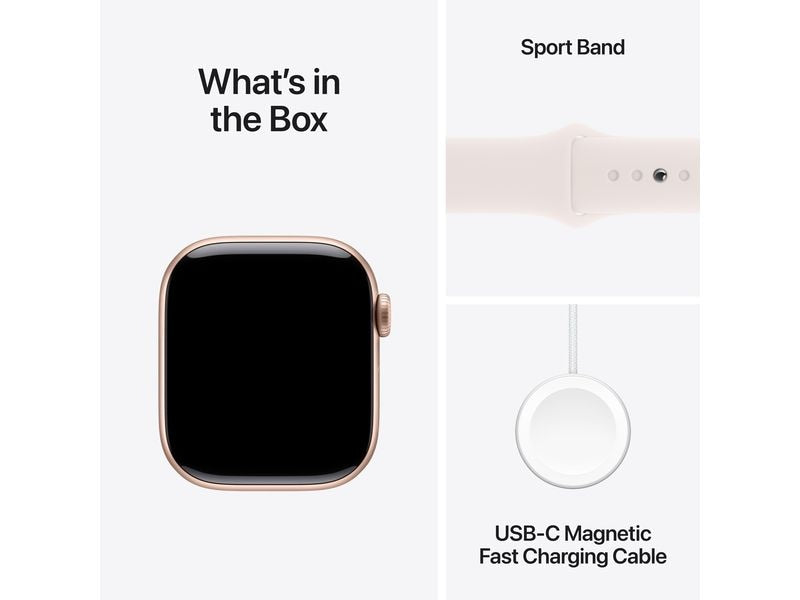 Apple Watch Series 10 42 mm LTE Alu Rose Gold Sport Weiss M/L