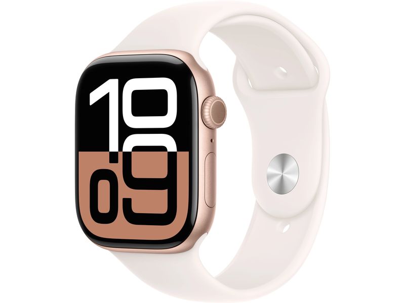 Apple Watch Series 10 46 mm Alu Rose Gold Sport Weiss S/M