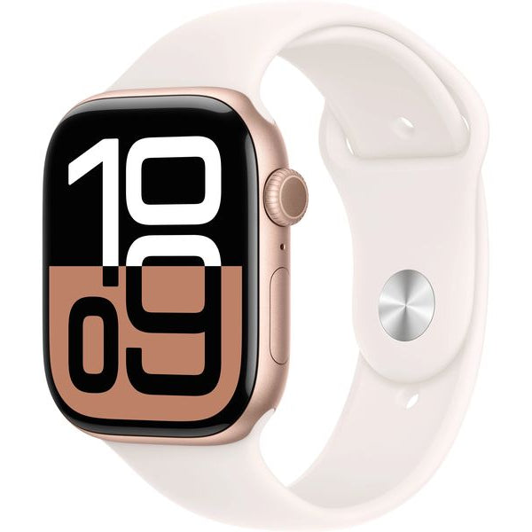Apple Watch Series 10 46 mm LTE Alu Roségold Sport Weiss M/L