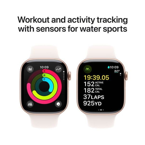 Apple Watch Series 10 46 mm LTE Alu Roségold Sport Weiss S/M